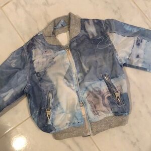 Diesel kids blue zip up jacket. Grey trim. EUC!